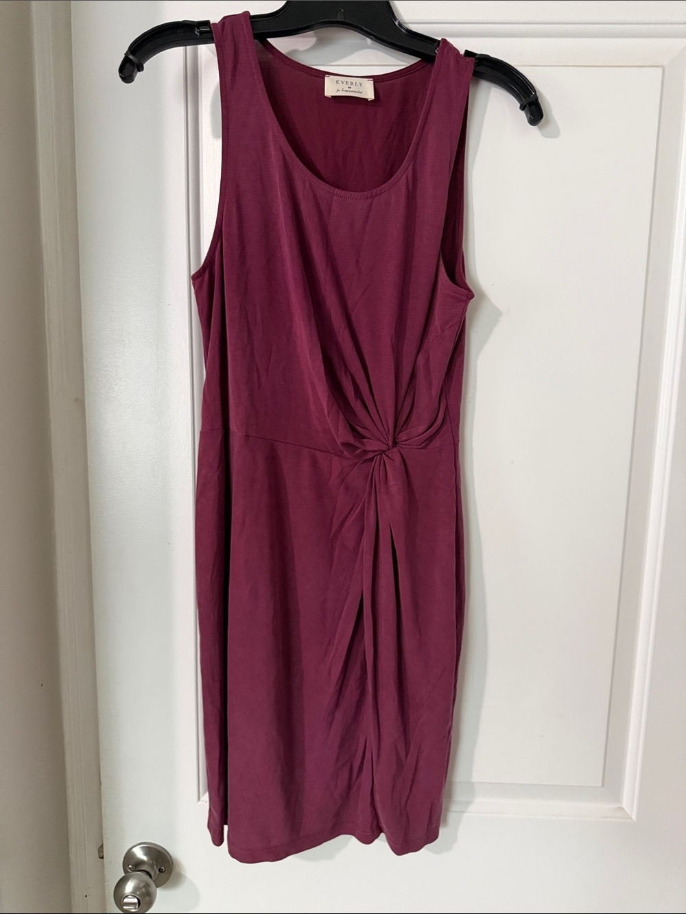 Everly Twist-Front Sleeveless Midi Dress in Plum